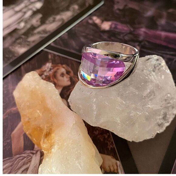 Sterling Silver AAA Grade Amethyst Lt. CZ Ring - Picture 1 of 11